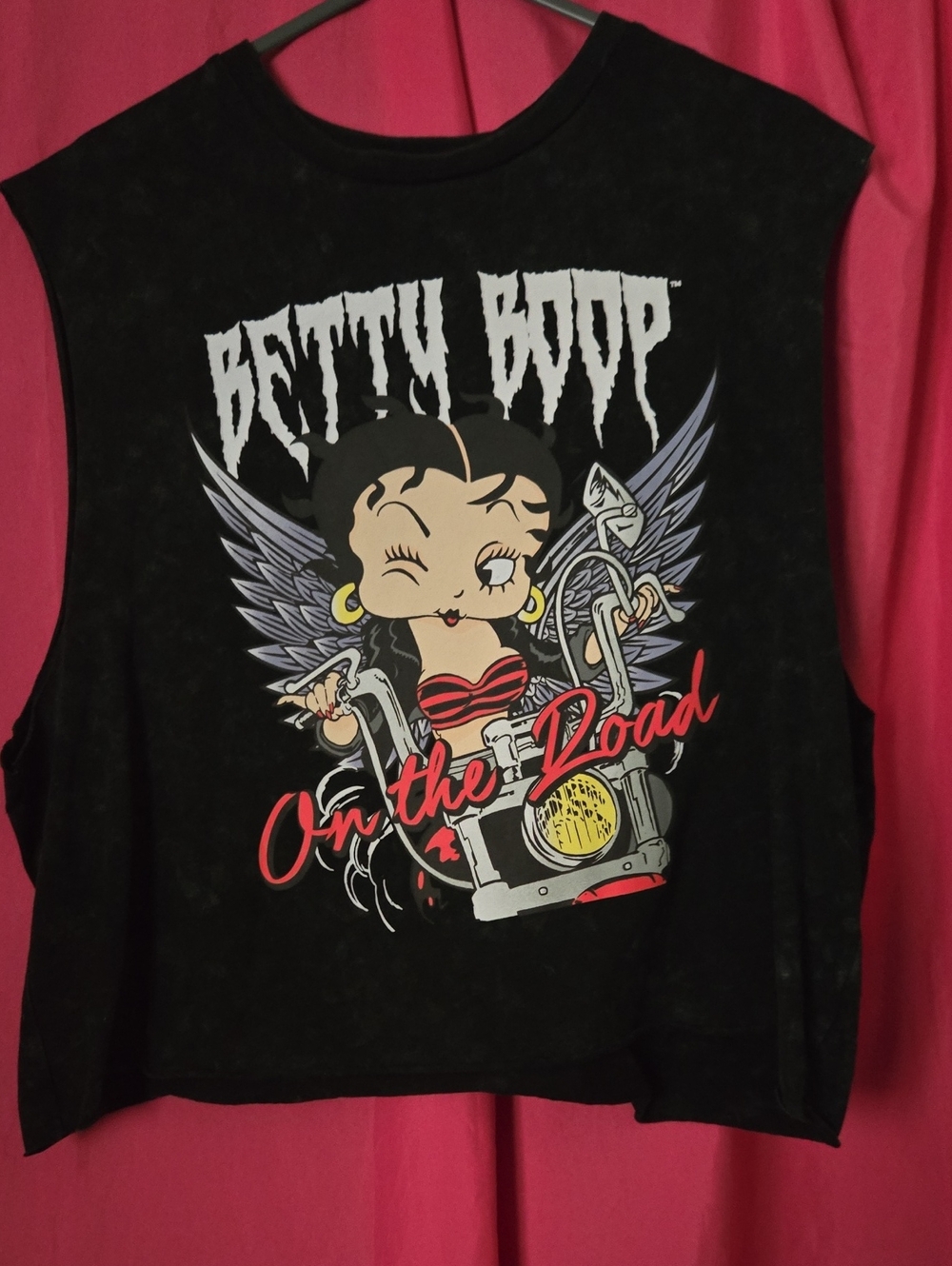 Betty Boop Black Graphic Tank with Red Accent 'On the Road'